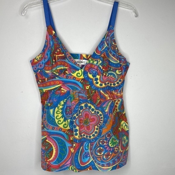 TIBI Colorful V-Neck Floral/Paisley Print Tank Top Size 4 - Picture 2 of 9